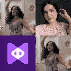 Reaction GIF face swap example - dancing woman with swapped face